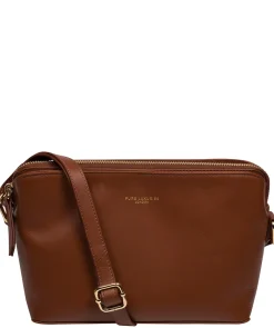 Natalie' Caramel Leather Cross Body Bag