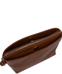 Natalie' Caramel Leather Cross Body Bag