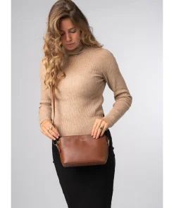 Natalie' Caramel Leather Cross Body Bag