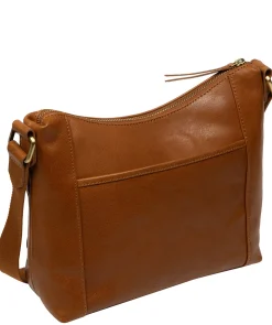 Natalie' Dark Tan Leather Shoulder Bag