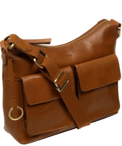 Natalie' Dark Tan Leather Shoulder Bag