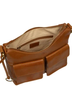 Natalie' Dark Tan Leather Shoulder Bag