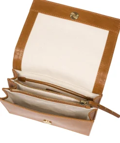 Nemo' Dark Tan Leather Cross Body Clutch Bag