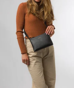 Nessa' Black Nappa Leather Cross Body Bag