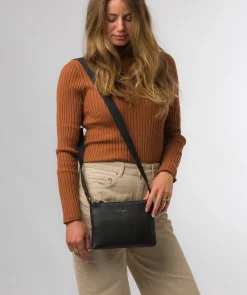 Nessa' Black Nappa Leather Cross Body Bag