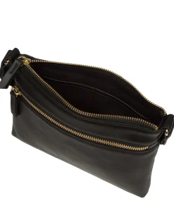 Nessa' Black Nappa Leather Cross Body Bag