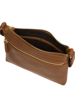 Nessa' Chestnut Nappa Leather Cross Body Bag