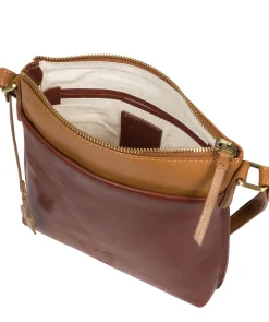 Nikita' Conker Brown & Dark Tan Leather Cross Body Bag
