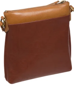 Nikita' Conker Brown & Dark Tan Leather Cross Body Bag