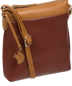 Nikita' Conker Brown & Dark Tan Leather Cross Body Bag