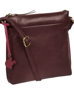 Nikita' Plum Leather Cross Body Bag