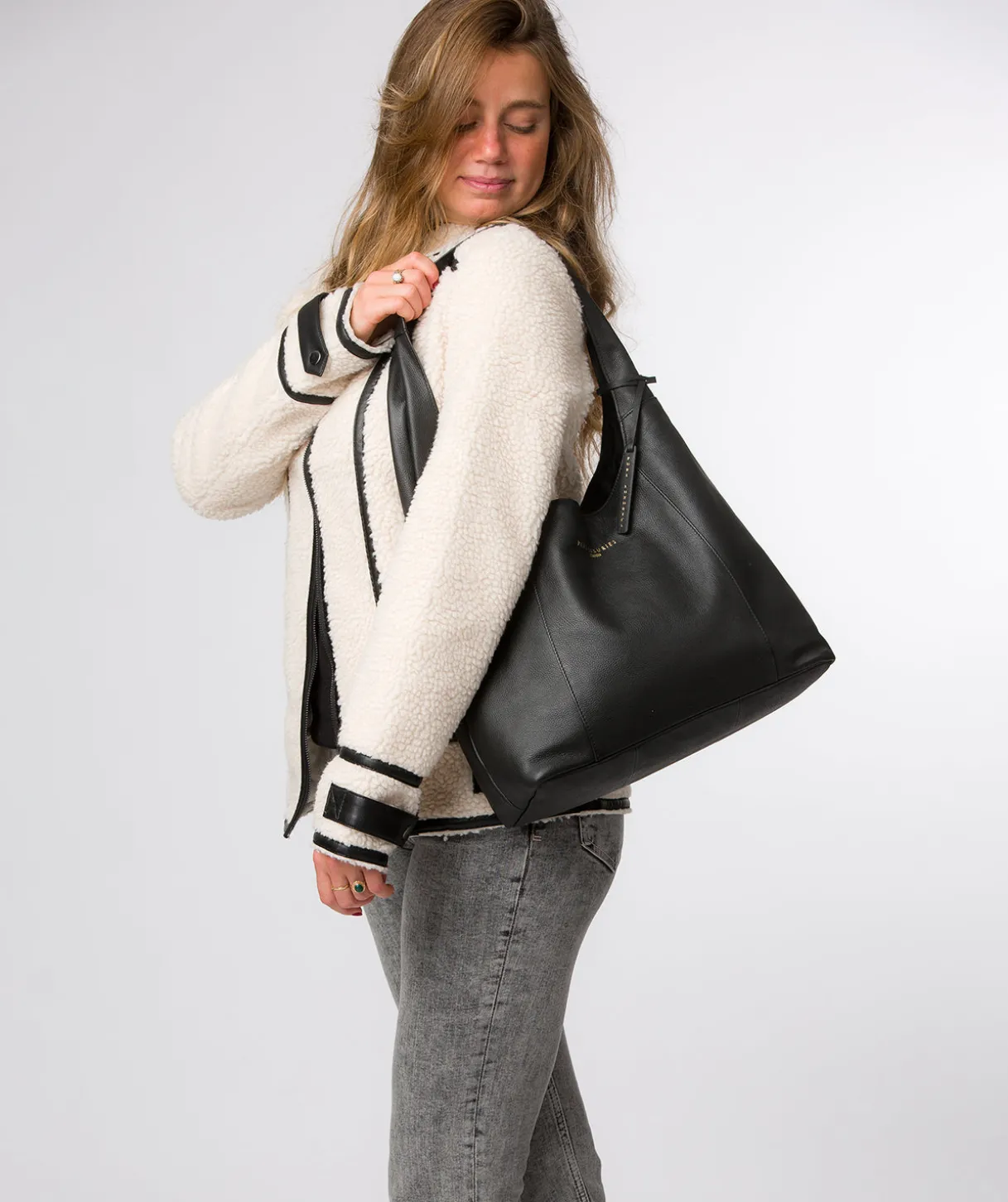 Nina' Black Leather Shoulder Bag