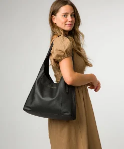 Nina' Black Leather Shoulder Bag