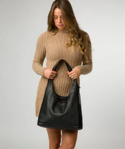 Nina' Black Leather Shoulder Bag