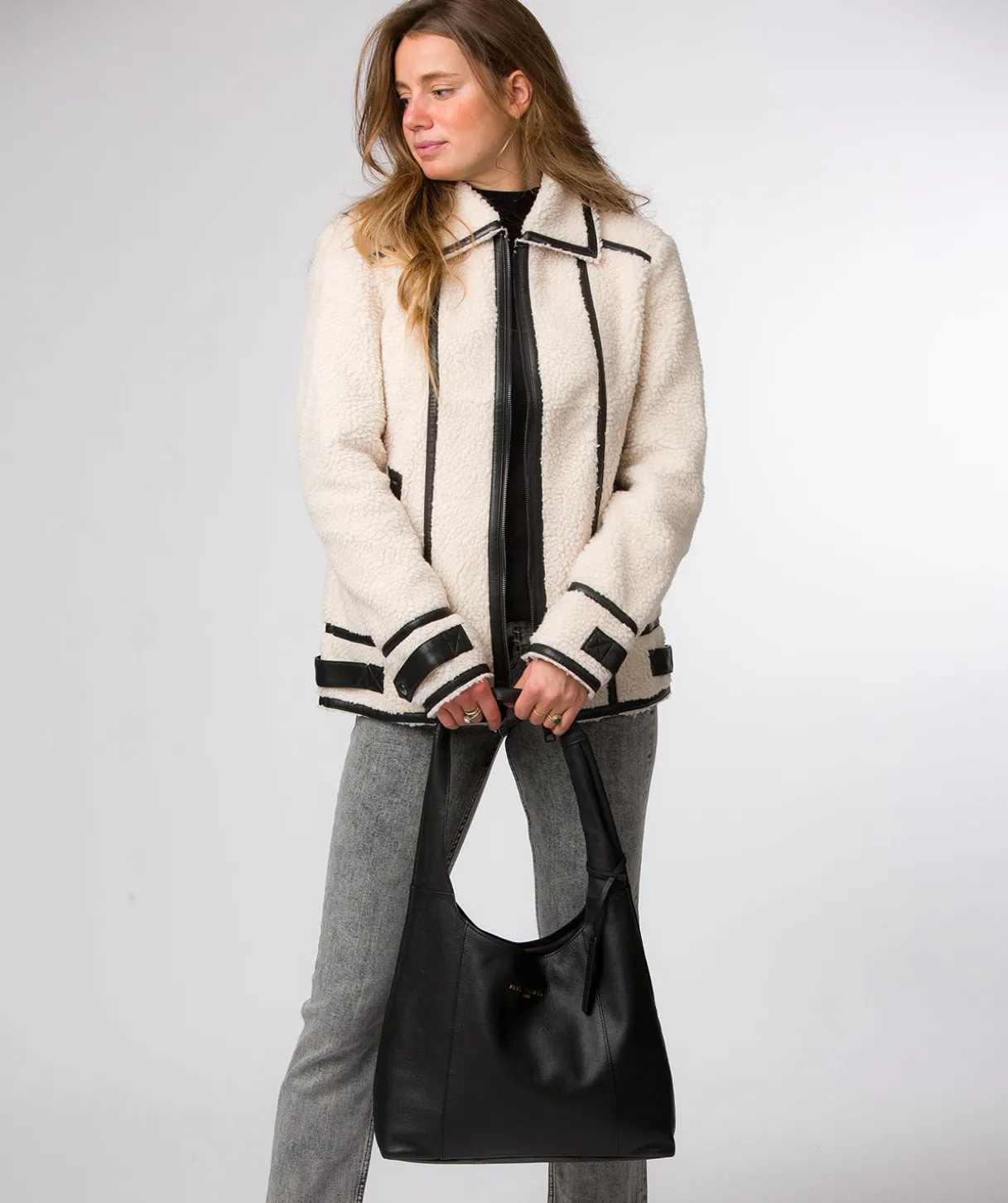 Nina' Black Leather Shoulder Bag