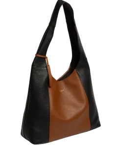 Nina' Black & Tan Leather Shoulder Bag