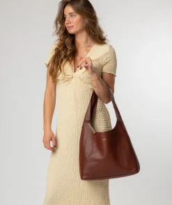 Nina' Chestnut Leather Shoulder Bag