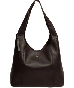 Nina' Espresso Leather Shoulder Bag