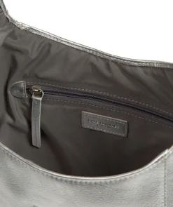 Nina' Metallic Silver Leather Shoulder Bag