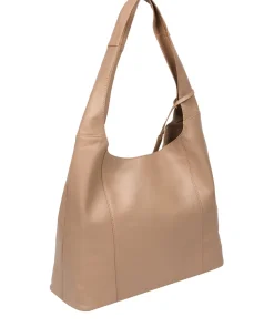 Nina' Natural Taupe Leather Shoulder Bag