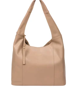 Nina' Natural Taupe Leather Shoulder Bag
