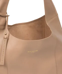 Nina' Natural Taupe Leather Shoulder Bag