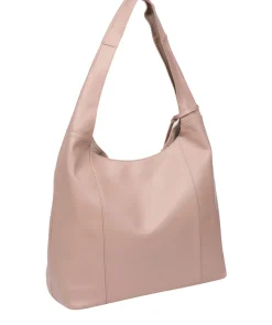Nina' Powder Pink Leather Shoulder Bag