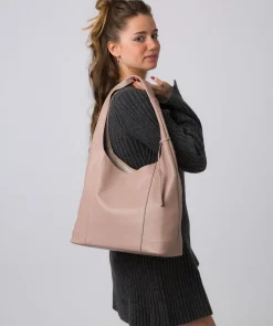 Nina' Powder Pink Leather Shoulder Bag