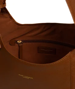Nina' Rich Tan Leather Shoulder Bag