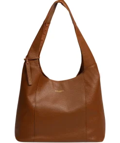 Nina' Rich Tan Leather Shoulder Bag