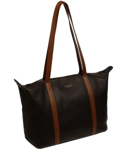 Niva' Espresso & Rich Tan Leather Tote Bag