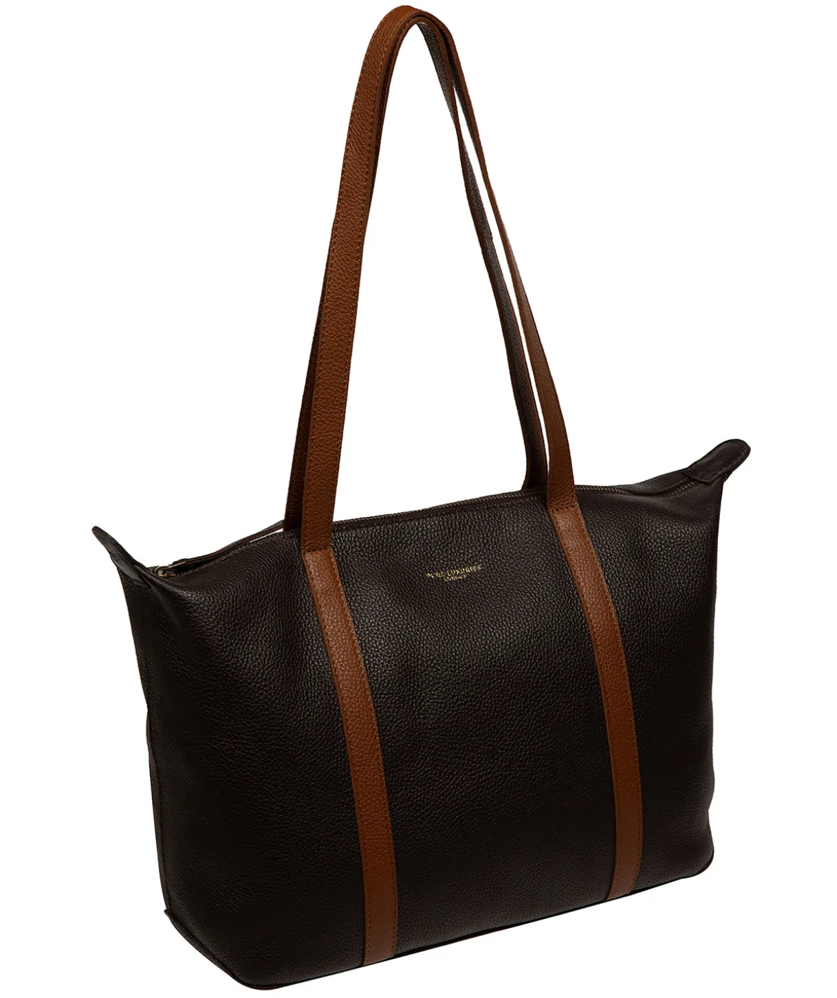 Niva' Espresso & Rich Tan Leather Tote Bag
