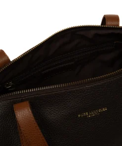 Niva' Espresso & Rich Tan Leather Tote Bag