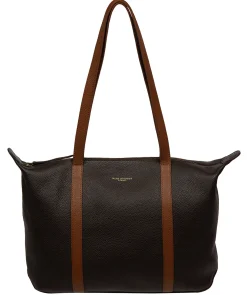Niva' Espresso & Rich Tan Leather Tote Bag