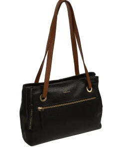 Noko' Black & Rich Tan Leather Handbag