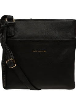 Nola' Black Leather Cross Body Bag