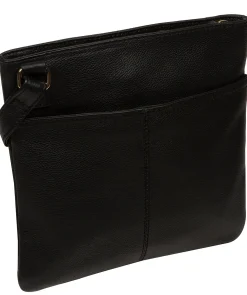 Nola' Black Leather Cross Body Bag