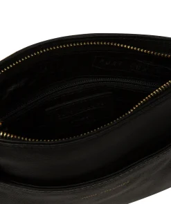 Nola' Black Leather Cross Body Bag