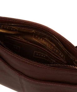 Nola' Chestnut Leather Cross Body Bag