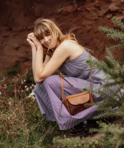 Odalis' Conker Brown & Dark Tan Leather Cross Body Bag