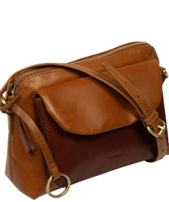 Odalis' Conker Brown & Dark Tan Leather Cross Body Bag
