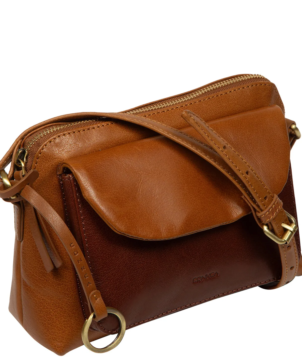 Odalis' Conker Brown & Dark Tan Leather Cross Body Bag