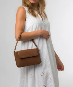 Olivia' Chestnut Nappa Leather Evening Bag