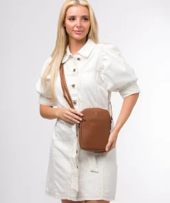 Olivia' Tan Leather Cross Body Bag