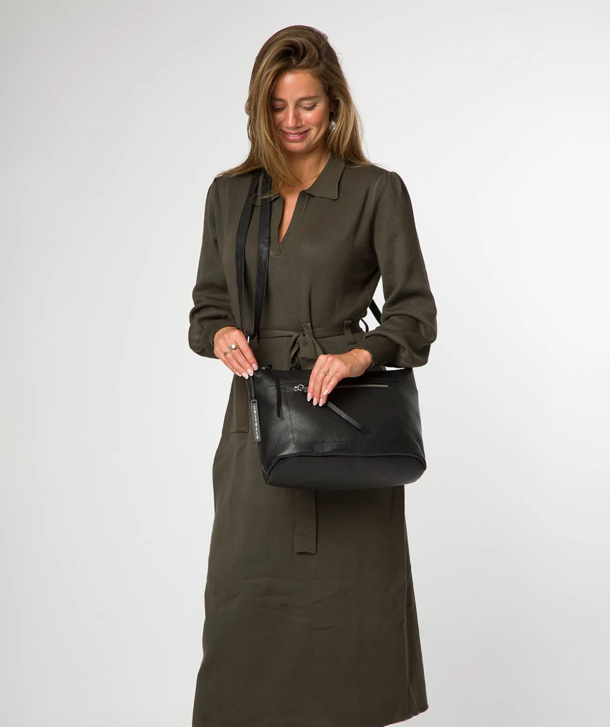 Ondine' Black Leather Shoulder Bag