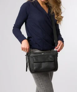 Orly' Black Leather Cross Body Bag