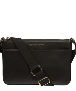 Raye' Black Nappa Leather Cross Body Bag