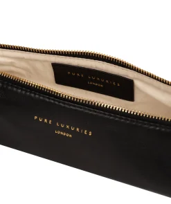 Reeves' Black Leather Make-Up Brush Bag