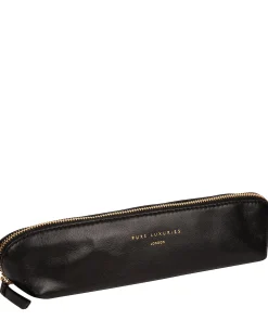 Reeves' Black Leather Make-Up Brush Bag