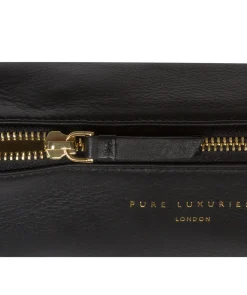 Reeves' Black Leather Make-Up Brush Bag